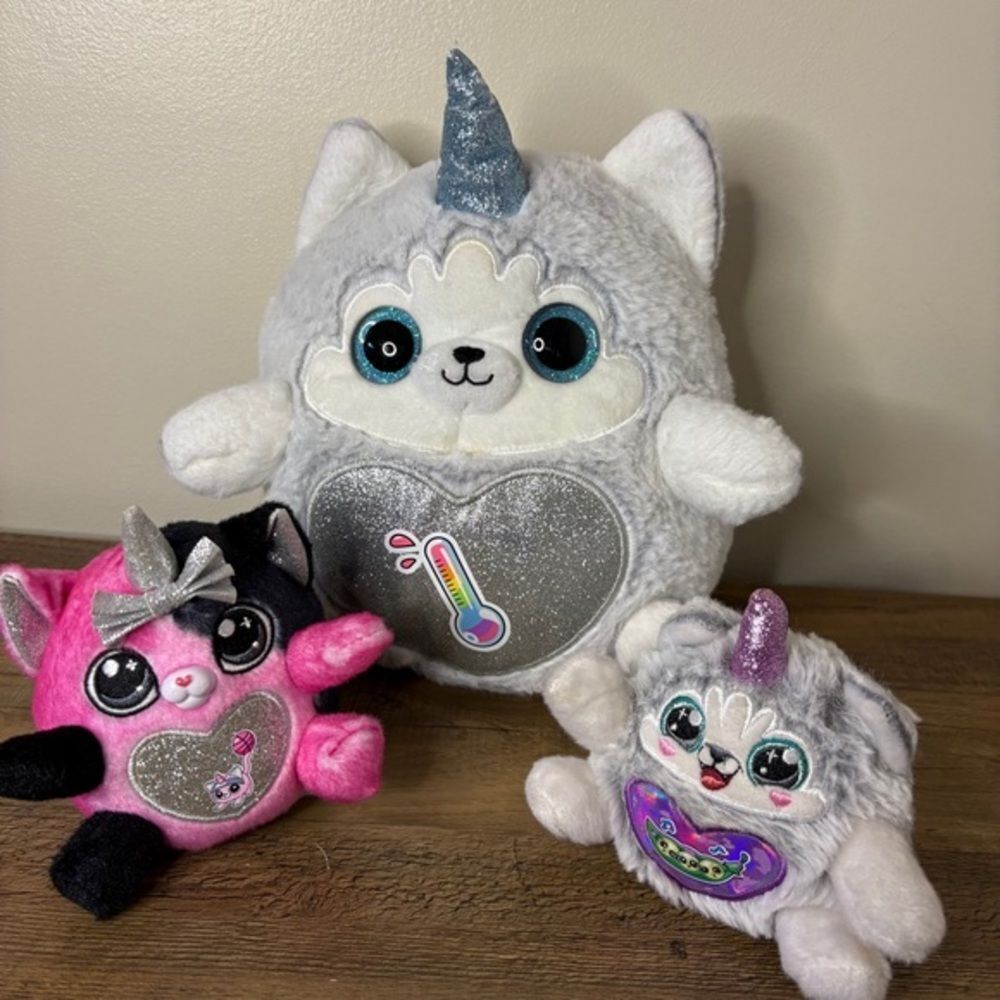 Lot of 3 Rainbocorns Puppycorn Rescue Gray Husky Kittycorn Pink Black see INFO
